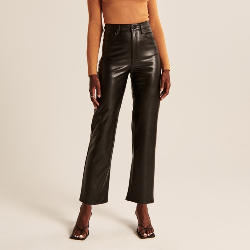 A&F Ankle Straight Leather Pants